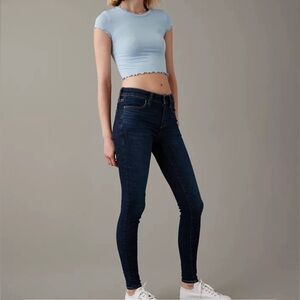 American Eagle legging super stretch jeans, dark blue, low rise, Sz: 12